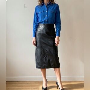 Vintage Leather Midi Skirt